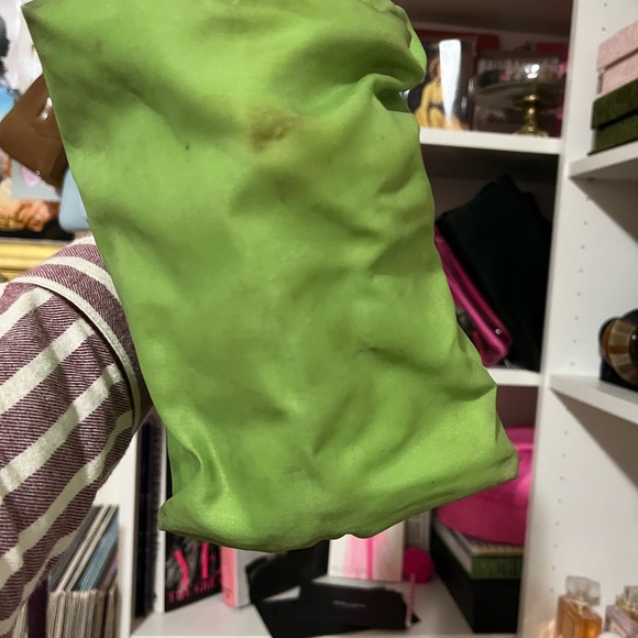 Long champ le pilage Green Tote Bag with Brown Accents - Picture 3 of 7